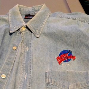 *3/$20 Bundle* Vintage Planet Hollywood denim long sleeve dress shirt Large